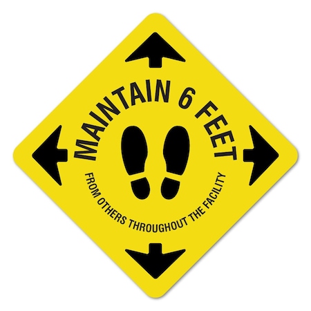 Maintain 6 Feet Non-Slip Floor Graphic, 16in Vinyl Decal, 3PK